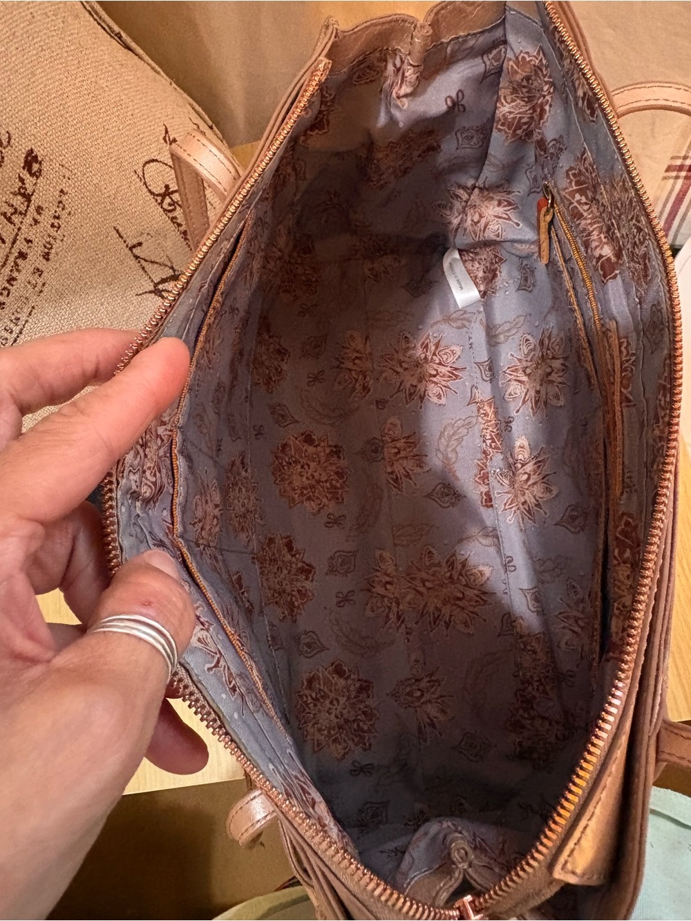 HOBO Metallic Rose Gold Shoulder Tote - Picture 3 of 16